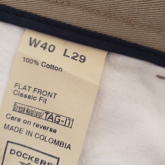 Dockers Flat Front Casual Fit Khaki Pant W40 L29 - Picture 6 of 7